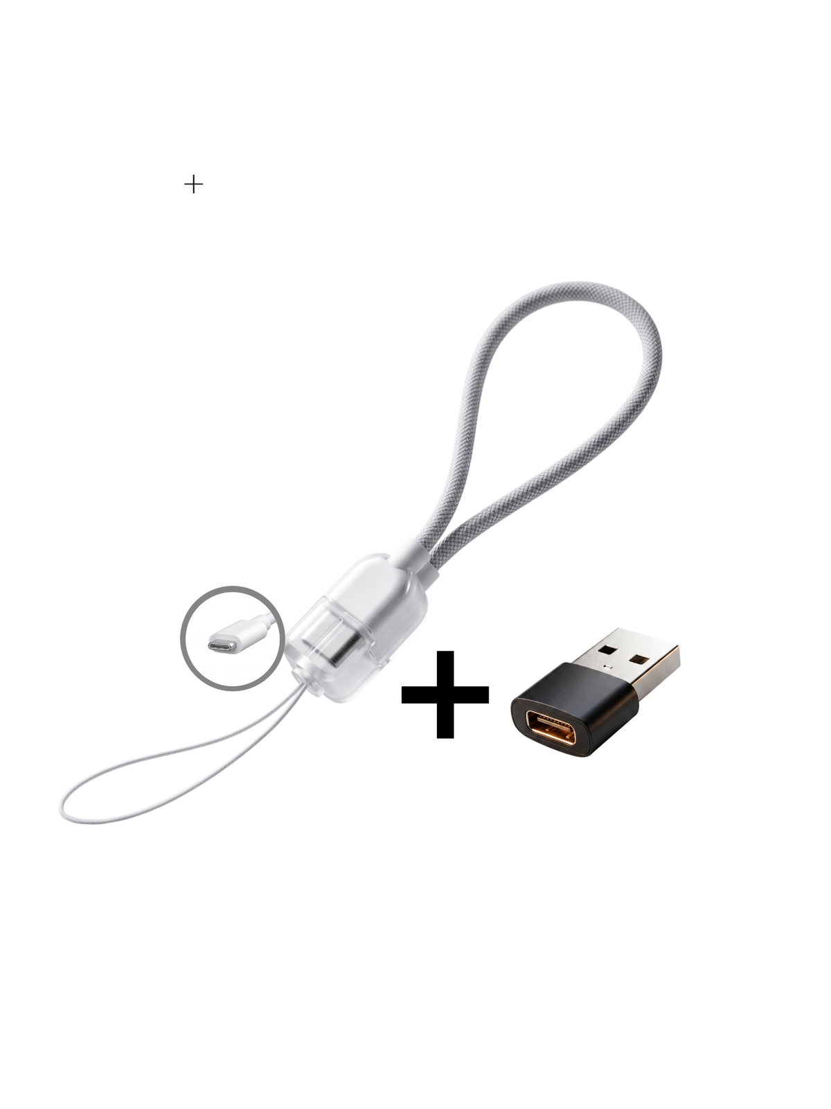Câble USB-C — Transfert & Recharge + Adaptateur USB-A